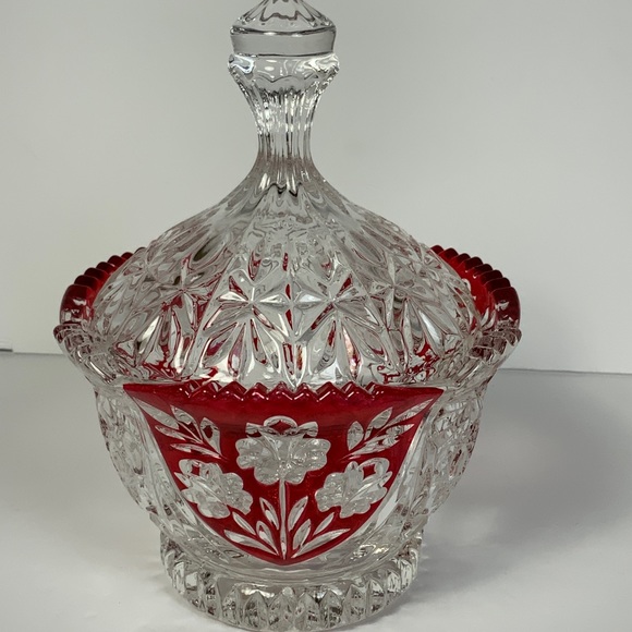 5h Avenue Rosaline Candy Dish Ruby 5" Crystal Glass Lid USA #ES106 - Picture 1 of 8